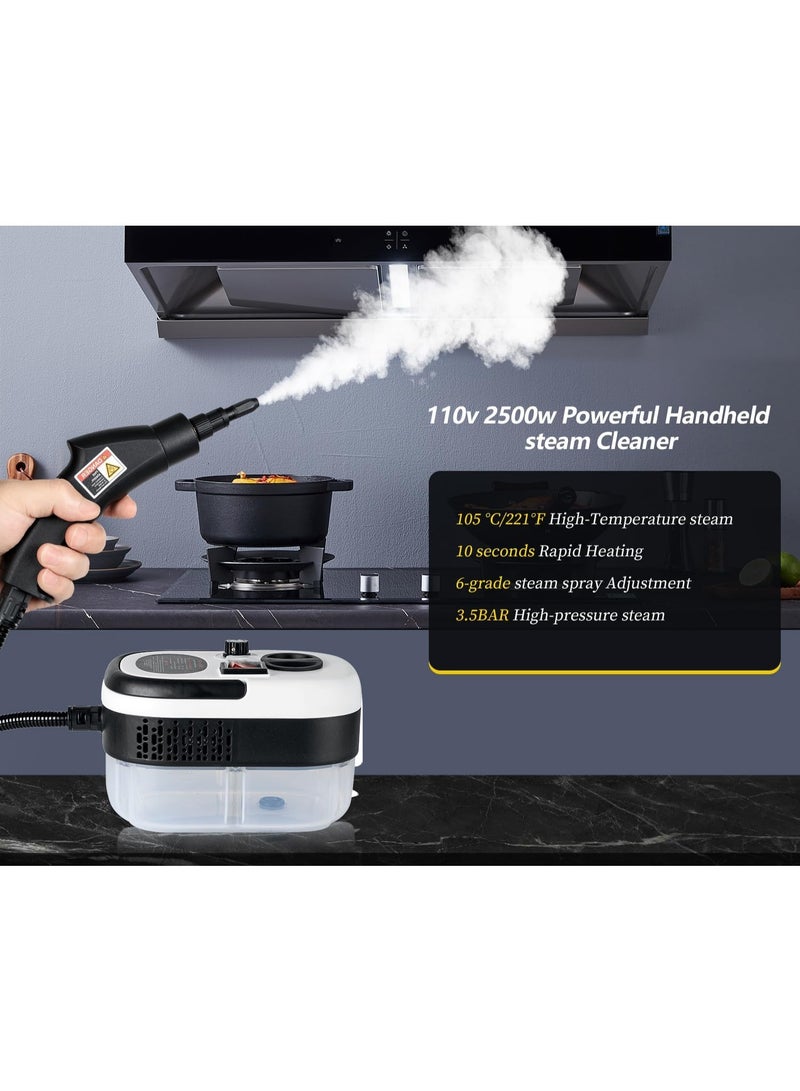 منظف بخار 7 في 1 بقدرة 2500 واط عالي الضغط للتنظيف، جهاز بخار محمول باليد للسيارة للاستخدام المنزلي، منظف بخار للارضيات الخشبية الصلبة للتنجيد والمطبخ والحمام والجص - Image 2